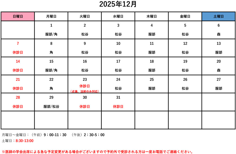 外来診療時間と担当医
